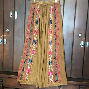 Boho Cotton Gaucho Culottes Capri Pants Embroidered India